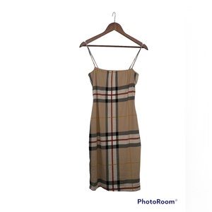 FashionNova Beige Plaid spaghetti Strap Mini Dress - Sz Lg